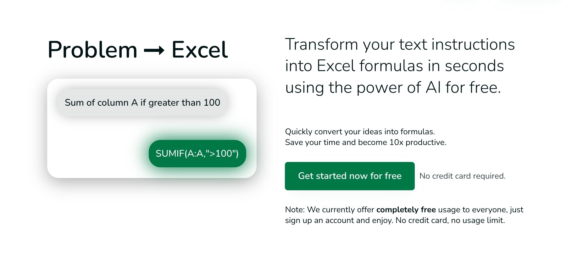 Excel 公式化器- 将文本说明转换为Excel 公式