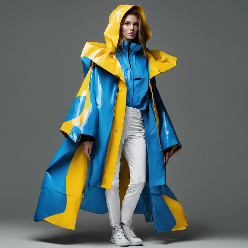 AI Fashion design of a woman blue space Raincoat