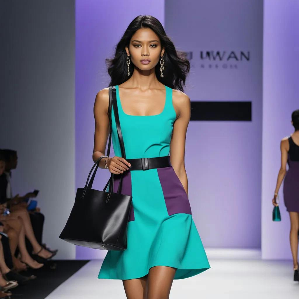 AI fashion runway design | woman purple short dress