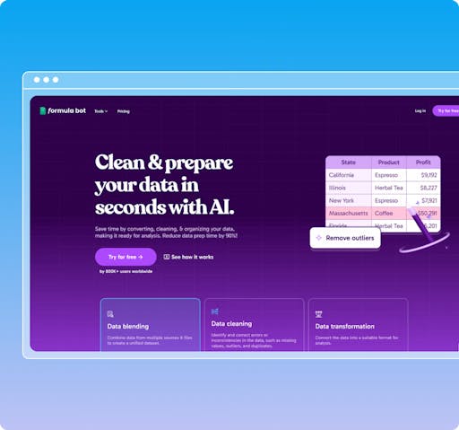 Homepage of the Formula Bot website.
