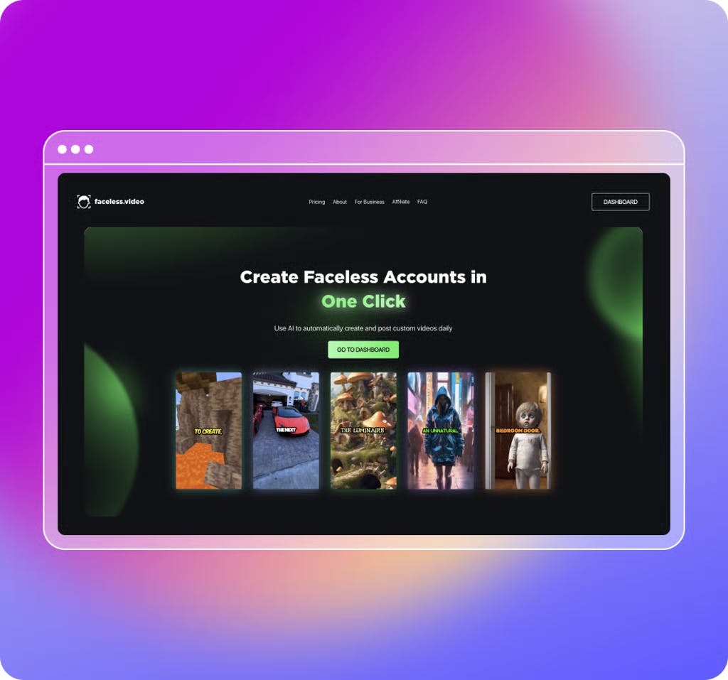 Homepage of the Faceless website.