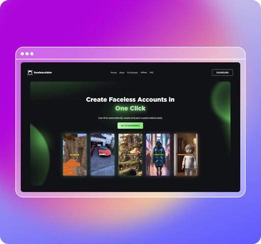 Homepage of the Faceless website.