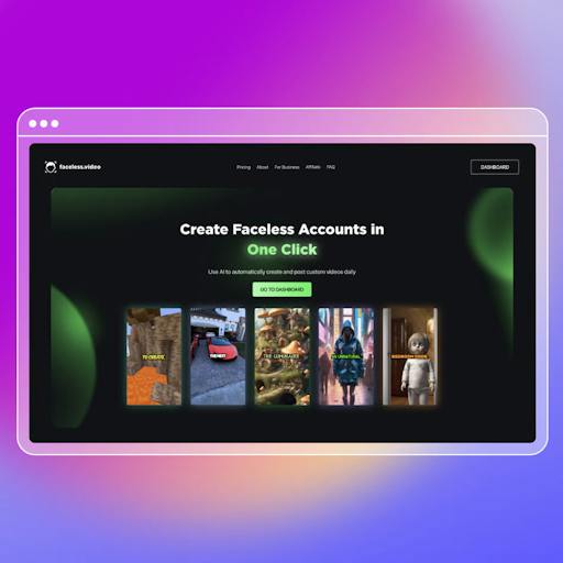 Homepage of the Faceless website.