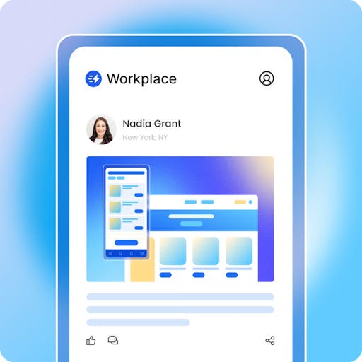 Illustration of a social network mobile app featuring a user's profile and comment, liking, and sharing capabilities.
