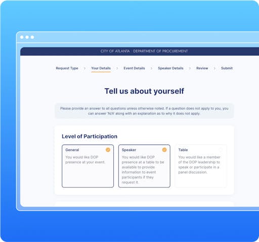City of Atlanta survey asking about the user's level of participation.