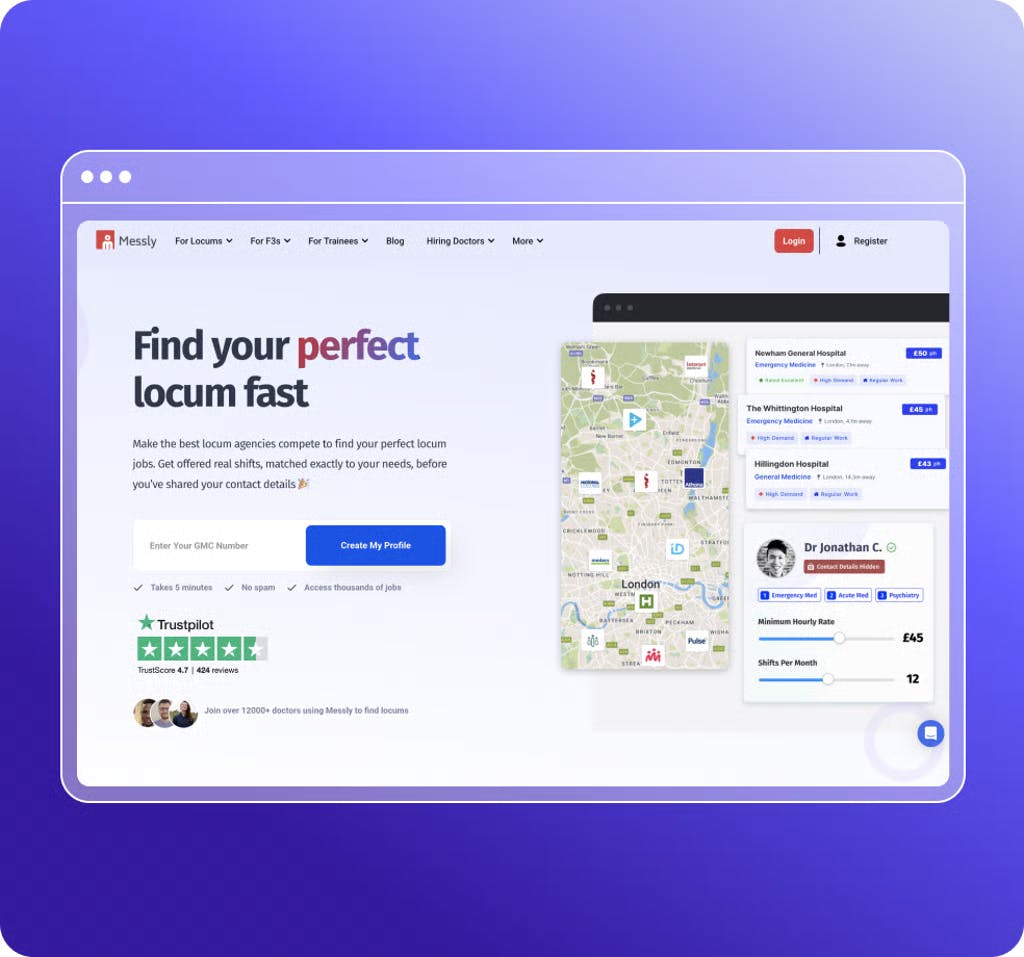 Homepage of Messly's website.