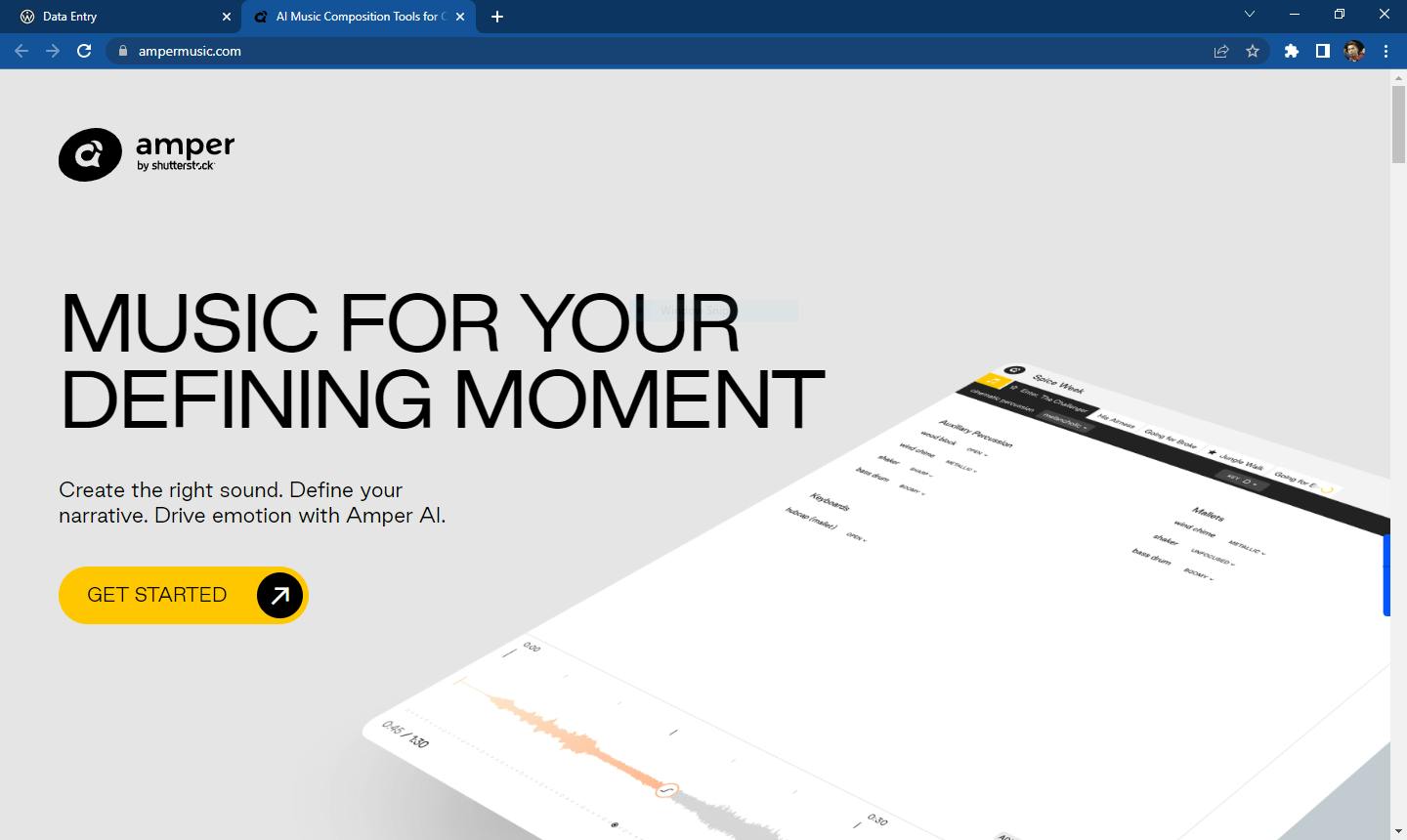 Screenshot of Amper Music