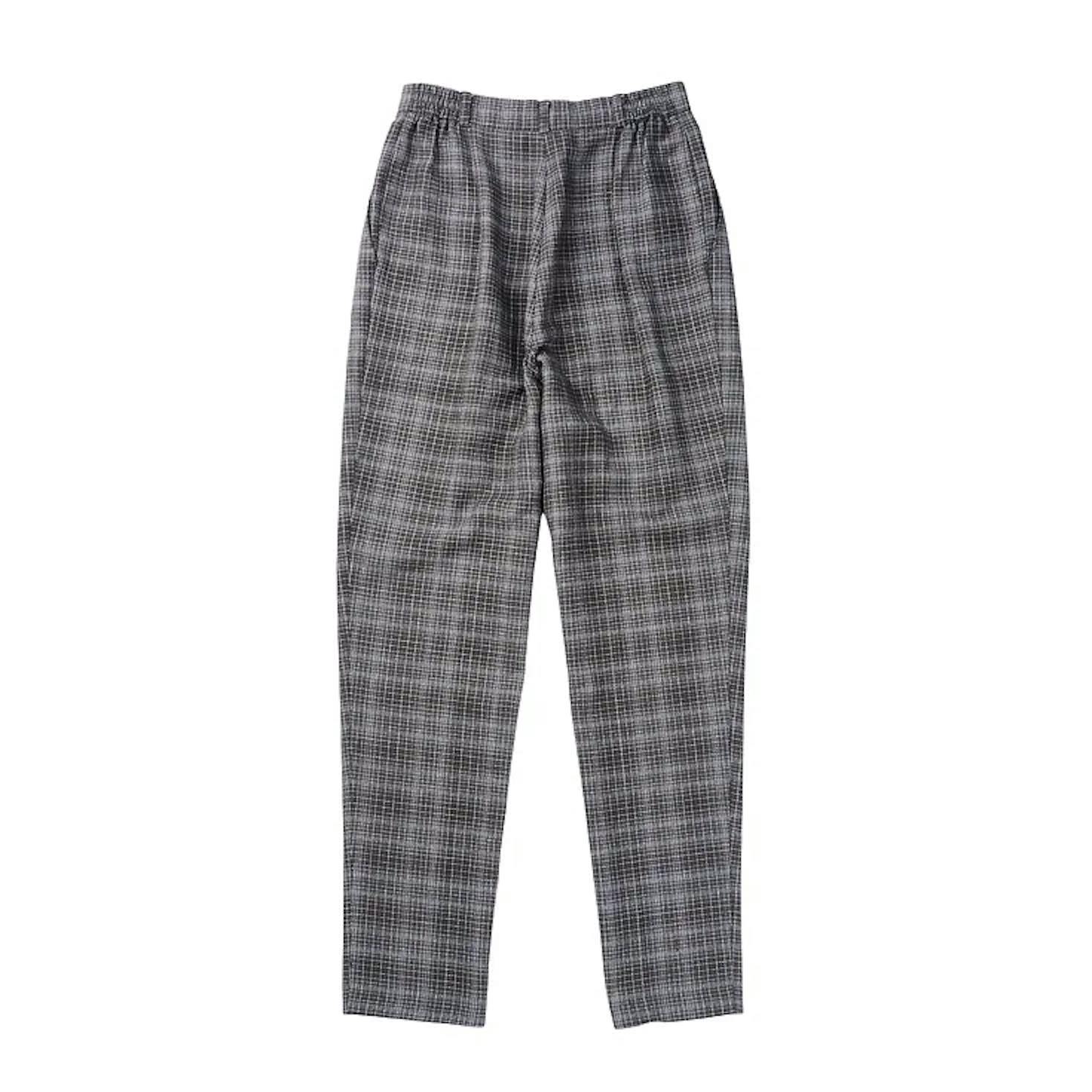 CHECK TAPERED TWO TUCK SLACKS-画像2
