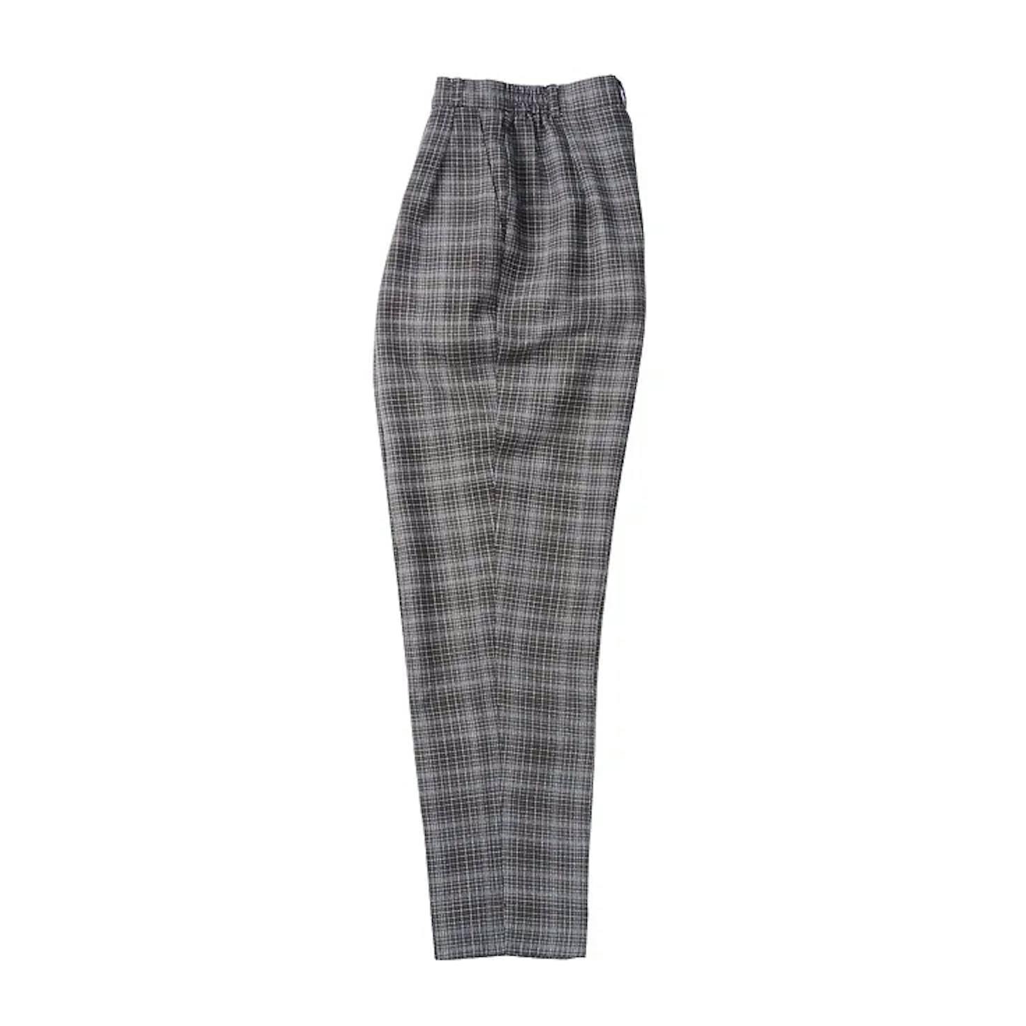 CHECK TAPERED TWO TUCK SLACKS-画像3