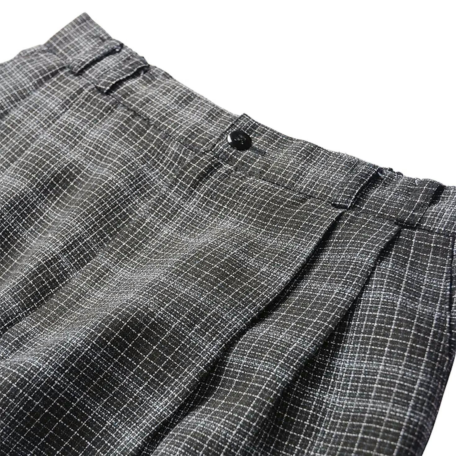CHECK TAPERED TWO TUCK SLACKS-画像4