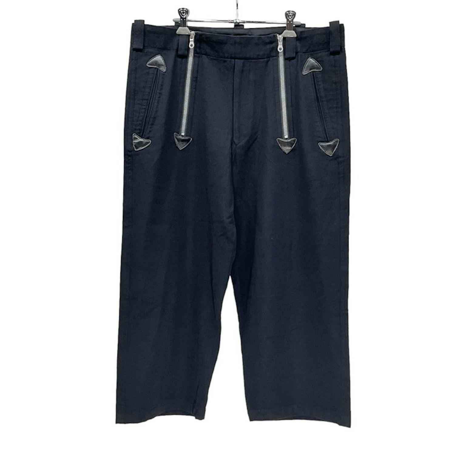 Yohji Yamamoto Pour Homme 05AW レザーパイピングトリムウールサージワイドジャーマンロガーパンツ Archive RM3084I-画像1