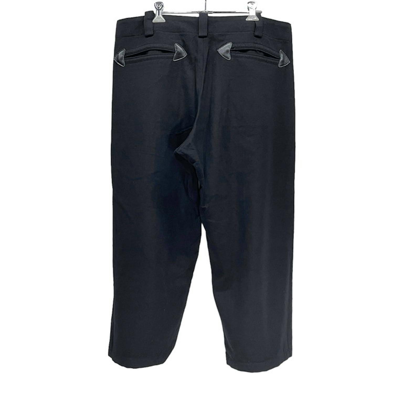 Yohji Yamamoto Pour Homme 05AW レザーパイピングトリムウールサージワイドジャーマンロガーパンツ Archive RM3084I-画像2