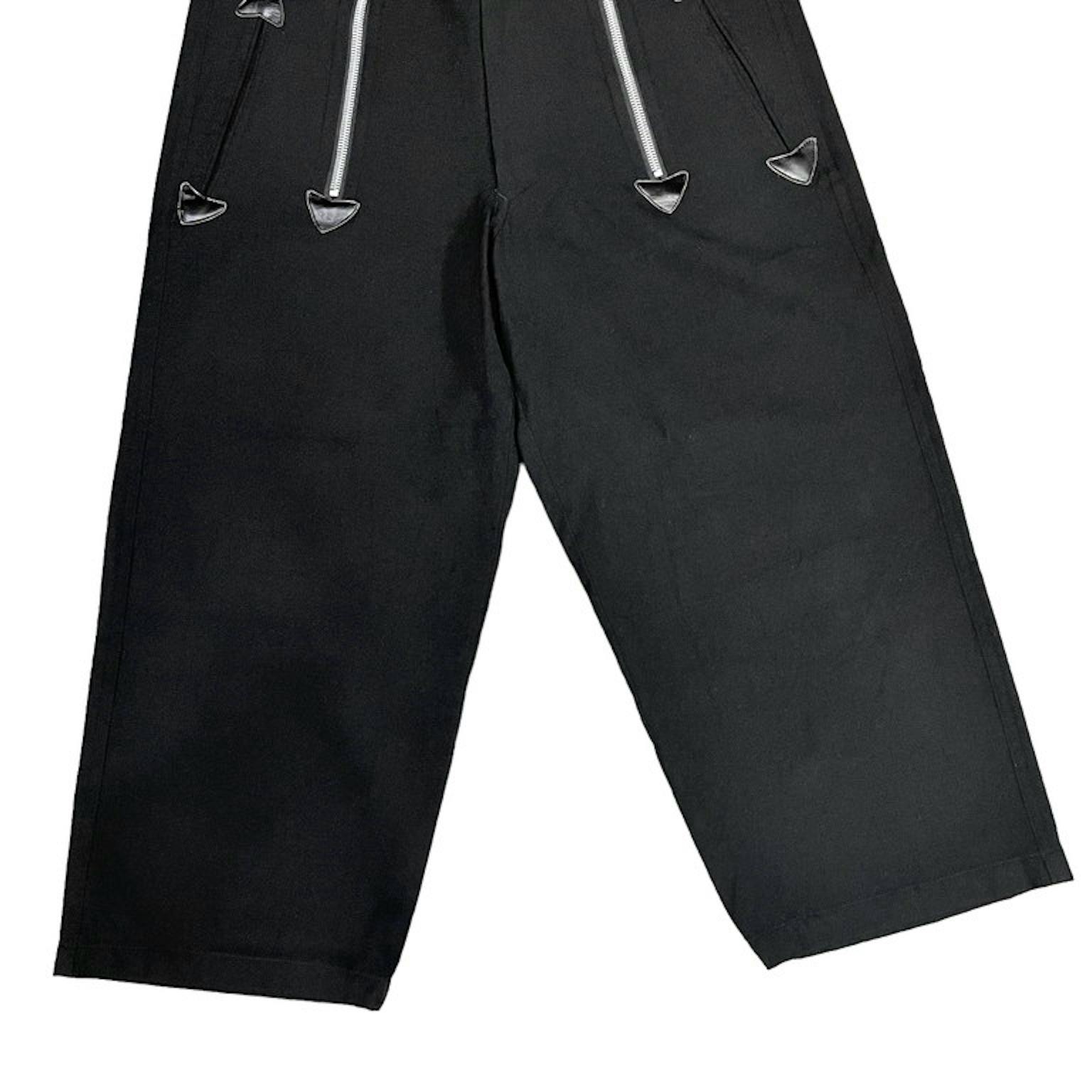 Yohji Yamamoto Pour Homme 05AW レザーパイピングトリムウールサージワイドジャーマンロガーパンツ Archive RM3084I-画像4