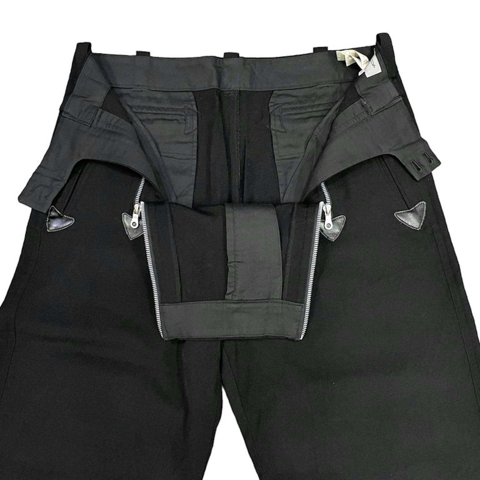 Yohji Yamamoto Pour Homme 05AW レザーパイピングトリムウールサージワイドジャーマンロガーパンツ Archive RM3084I-画像7
