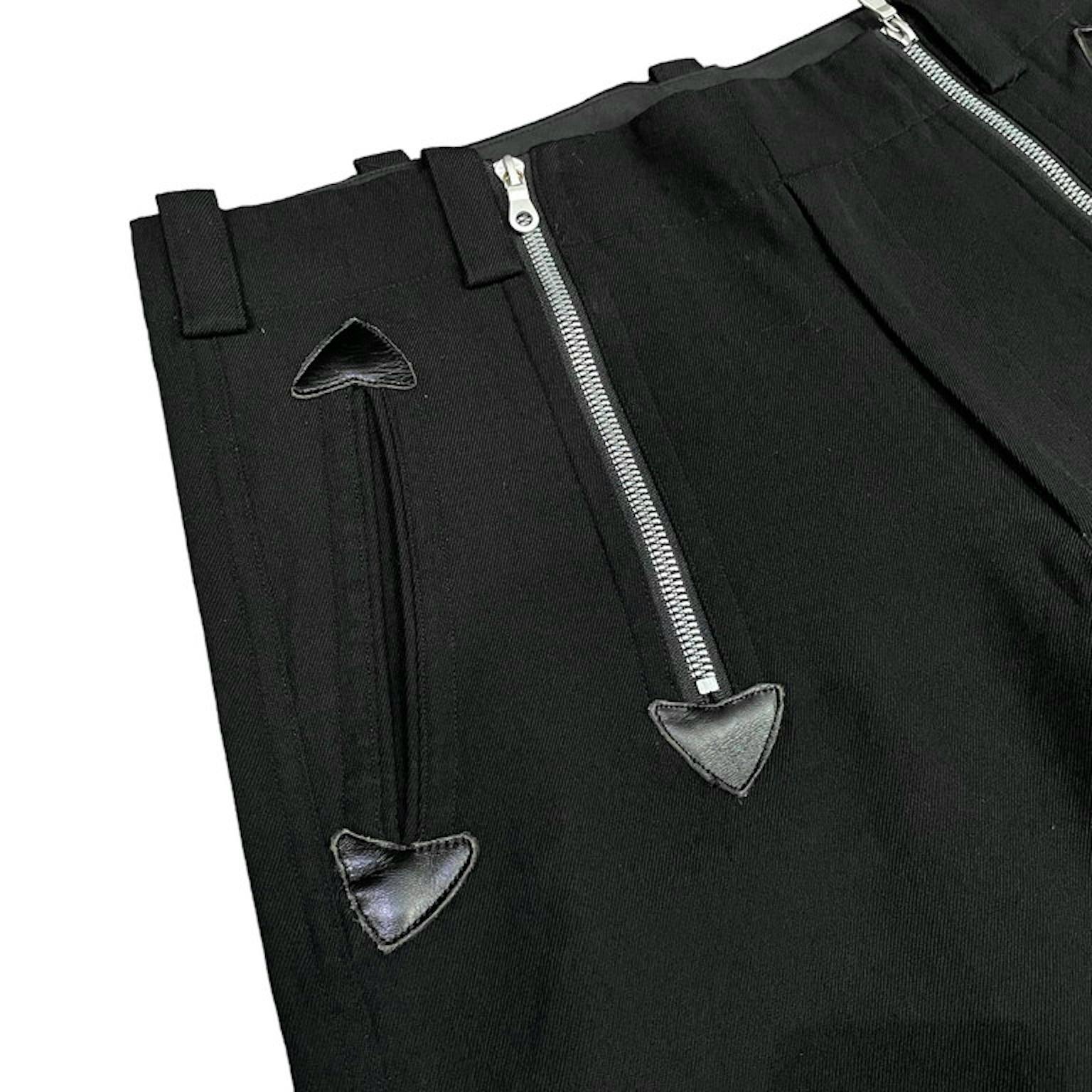 Yohji Yamamoto Pour Homme 05AW レザーパイピングトリムウールサージワイドジャーマンロガーパンツ Archive RM3084I-画像8
