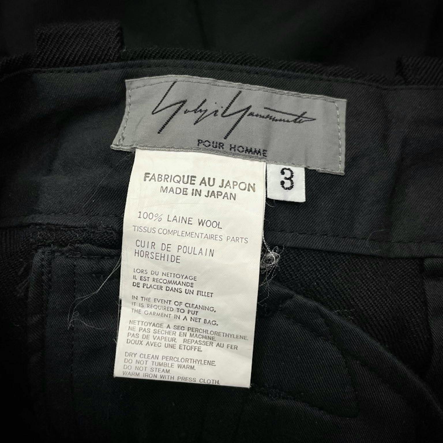 Yohji Yamamoto Pour Homme 05AW レザーパイピングトリムウールサージワイドジャーマンロガーパンツ Archive RM3084I-画像9