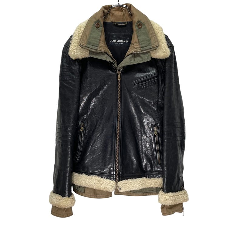 DOLCE せつこ & GABBANA 06AWラムスキンレザーブルゾン