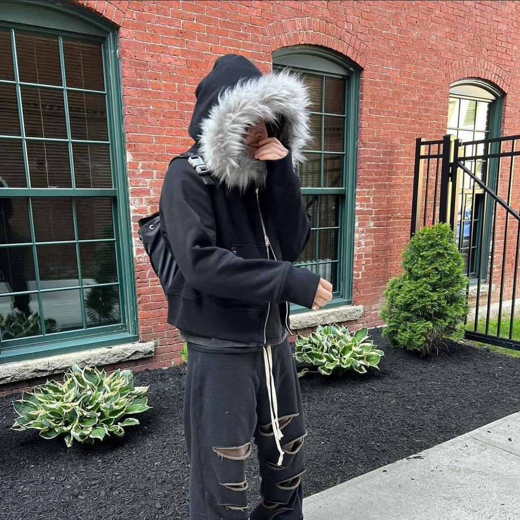 完売】Corrupt kid fur zip hoodie XS ファー フーディー opium y2k 