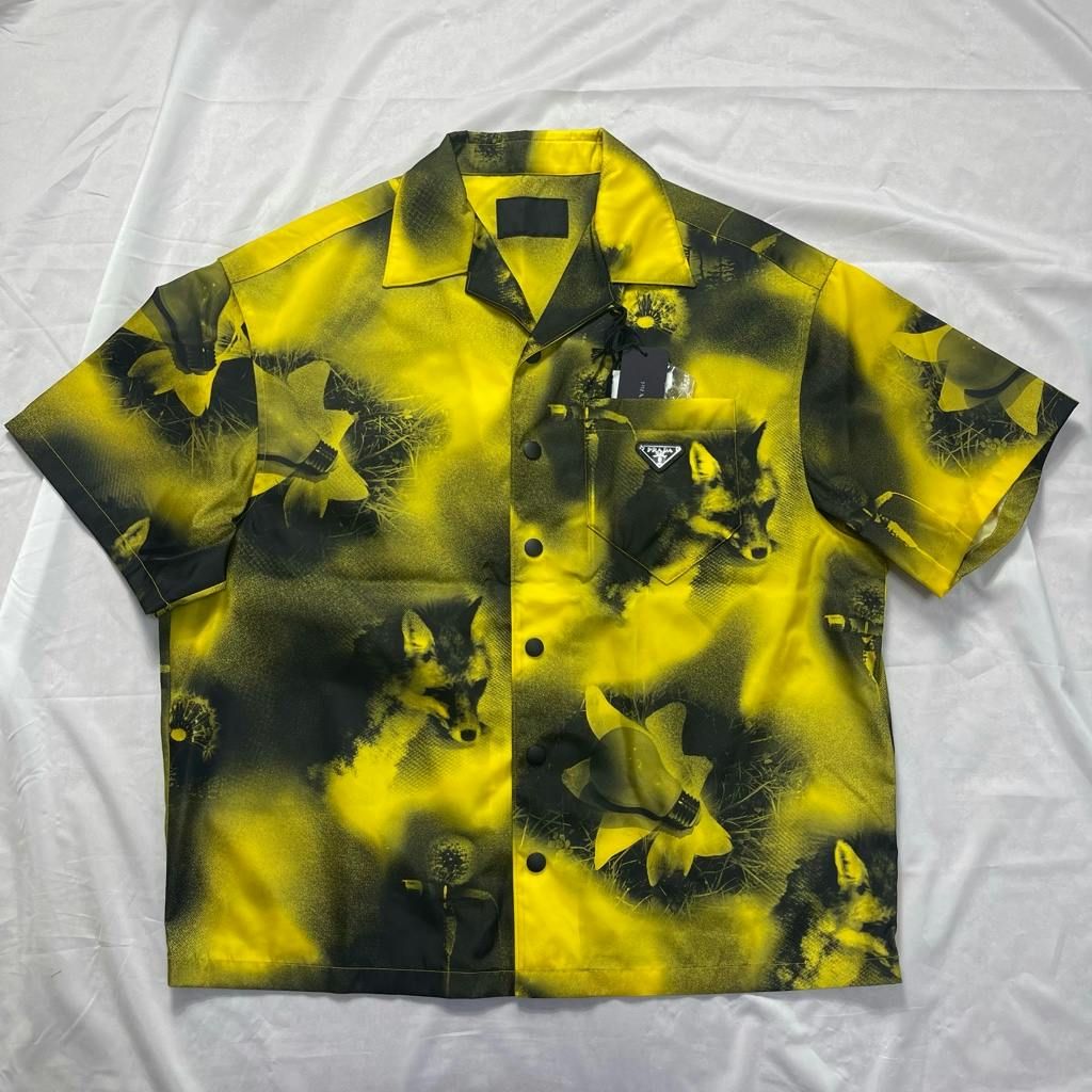 prada 22ss renylon プレートロゴ フラワープリント シャツ - ARCHIVESTOCK 