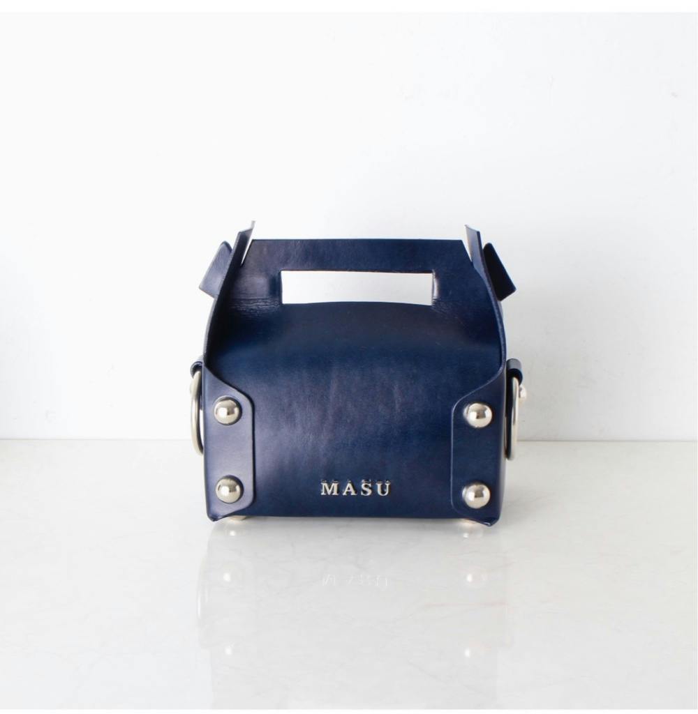 MASU LEATHER CAKE MINI BAG - NAVY
