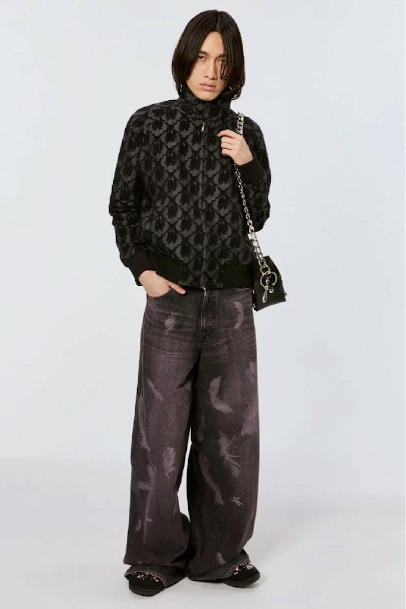 MASU BAT JACQUARD DRIZZLER JACKET - BLACK - ARCHIVESTOCK
