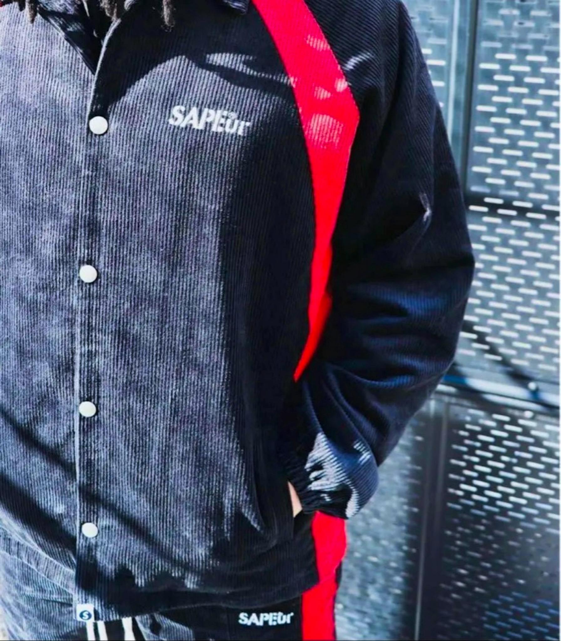 SAPEur サプール コーデュロイ セットアップ ジャケット XL 黒/赤 