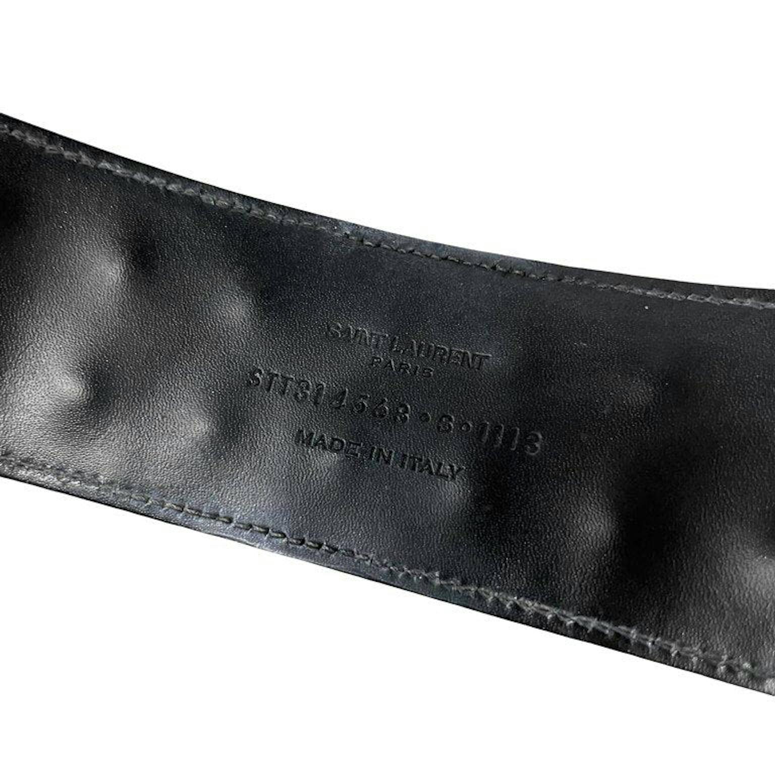 SAINT LAURENT PARIS カーフレザーダブルスパイクスタッズブレスレット 