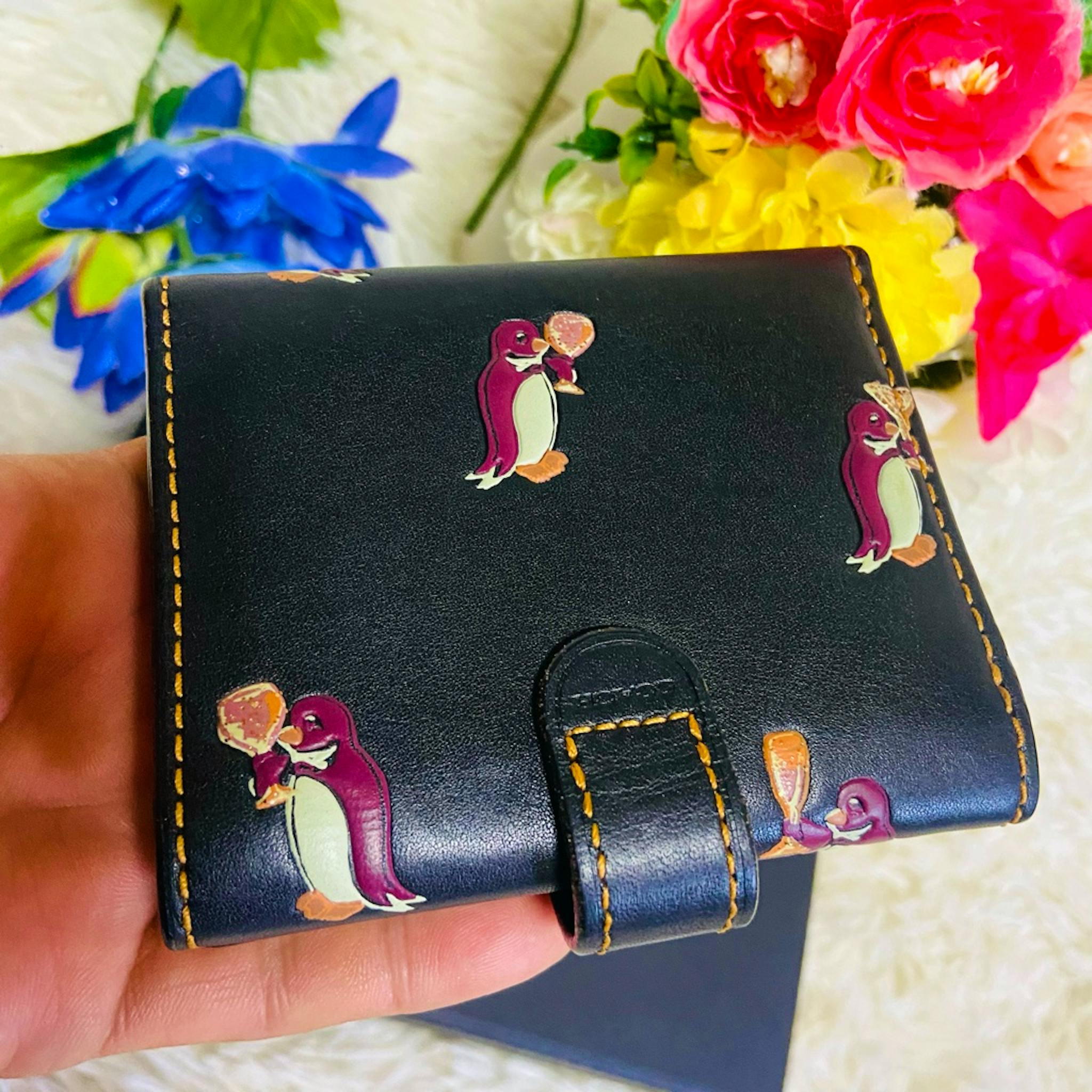 本革✨COACH✨コーチ✨財布✨ペンギン✨シャンパン✨グラブタンレザー 