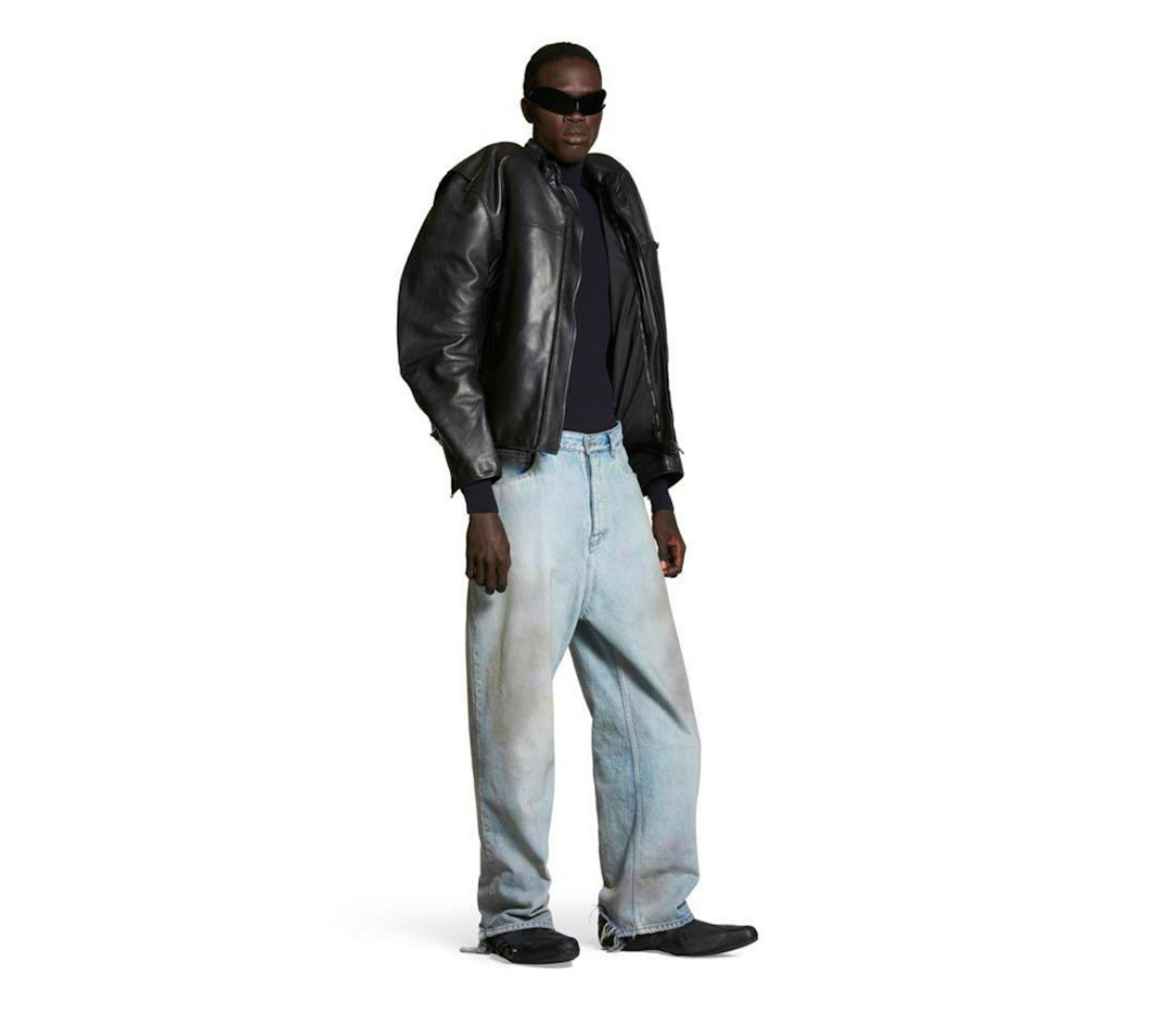 BALENCIAGA DIRTY BLUE BAGGY PANTS - ARCHIVESTOCK ブルーの日本製ツイルで仕立てたBaggy パンツbalenciaga