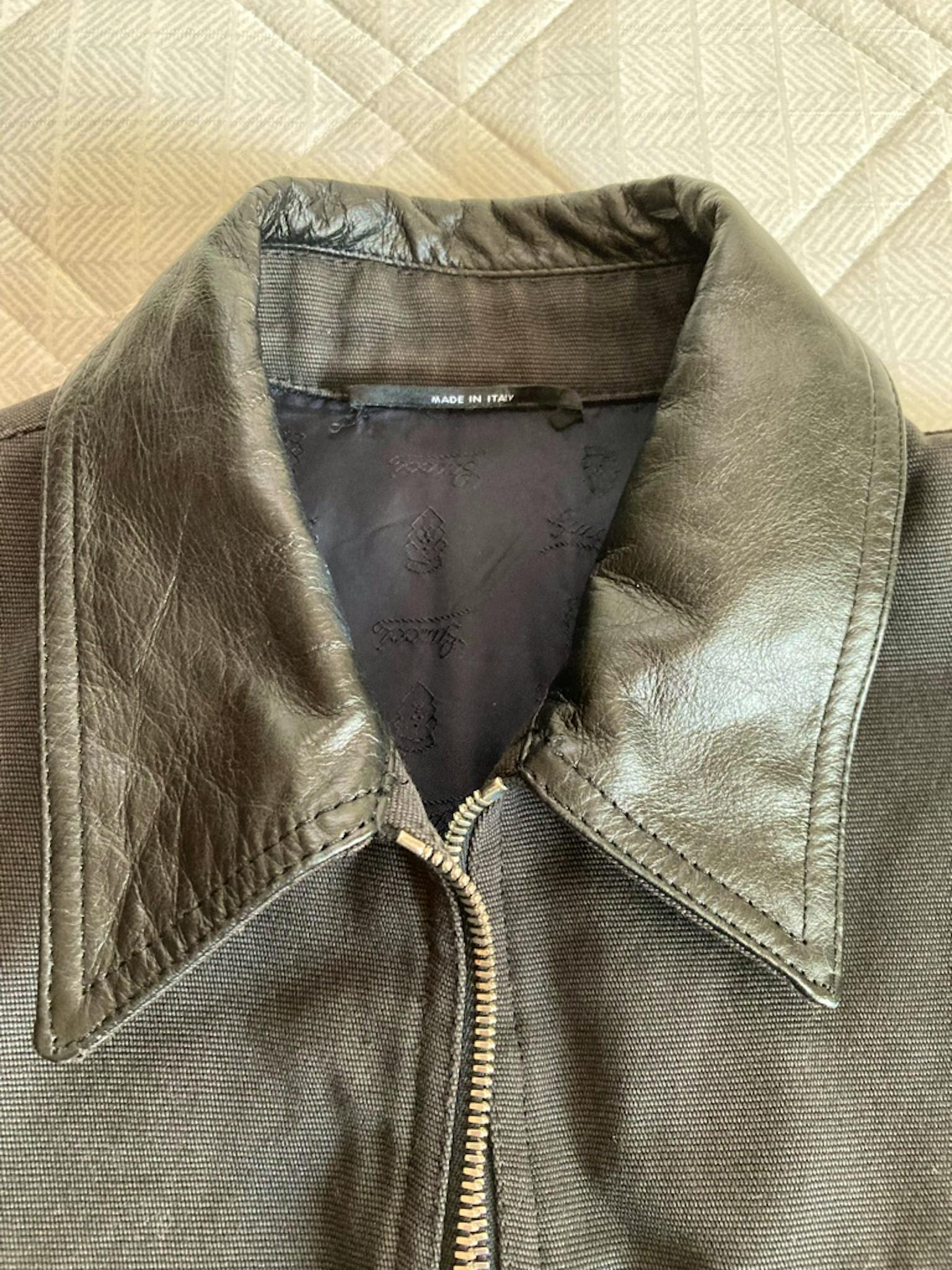 GUCCI08ssフリーダジャンニーニ期 襟レザーコットンツイールジャケット 