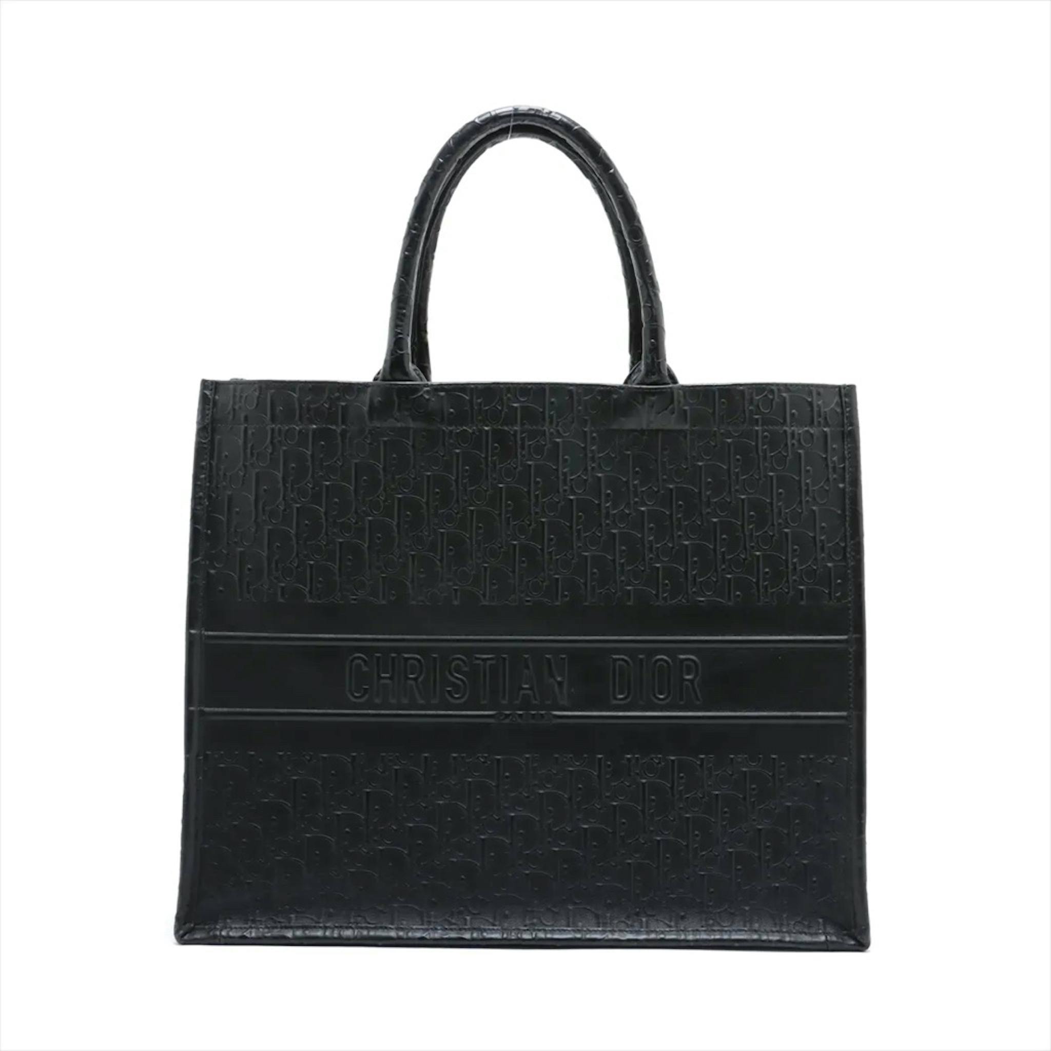 希少◇DIOR ディオール ブックトート ラージ トロッター ロゴ レザー 