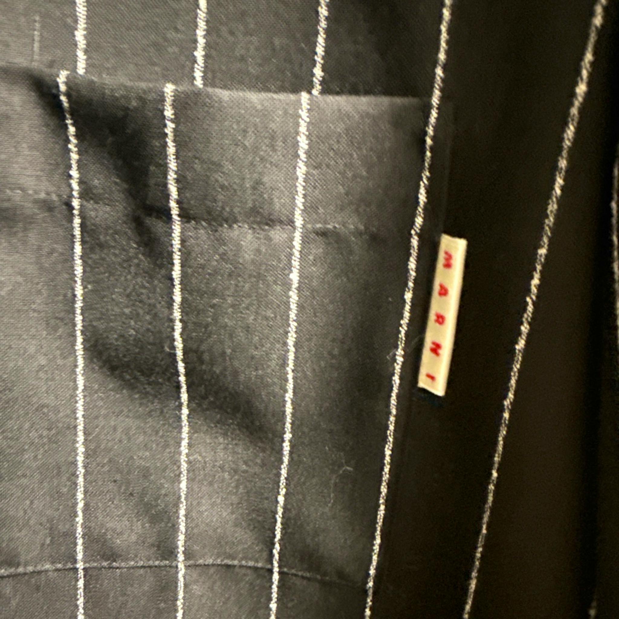 MARNI 22SSトロピカルウール チョークストライプ 長袖シャツ ブラック 