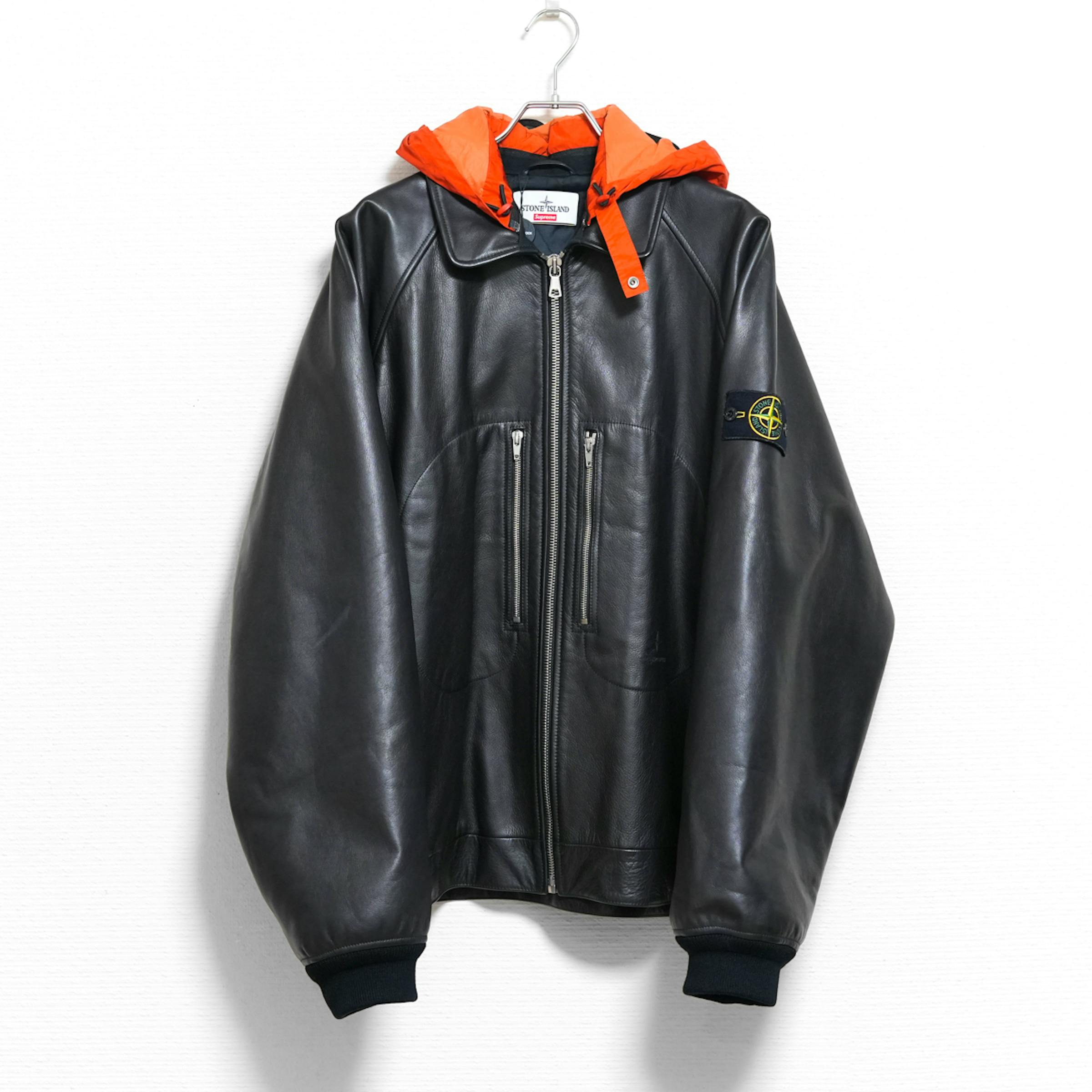 SUPREME × STONE ISLAND LEATHER BOMBER JACKET AW23 - ARCHIVESTOCK