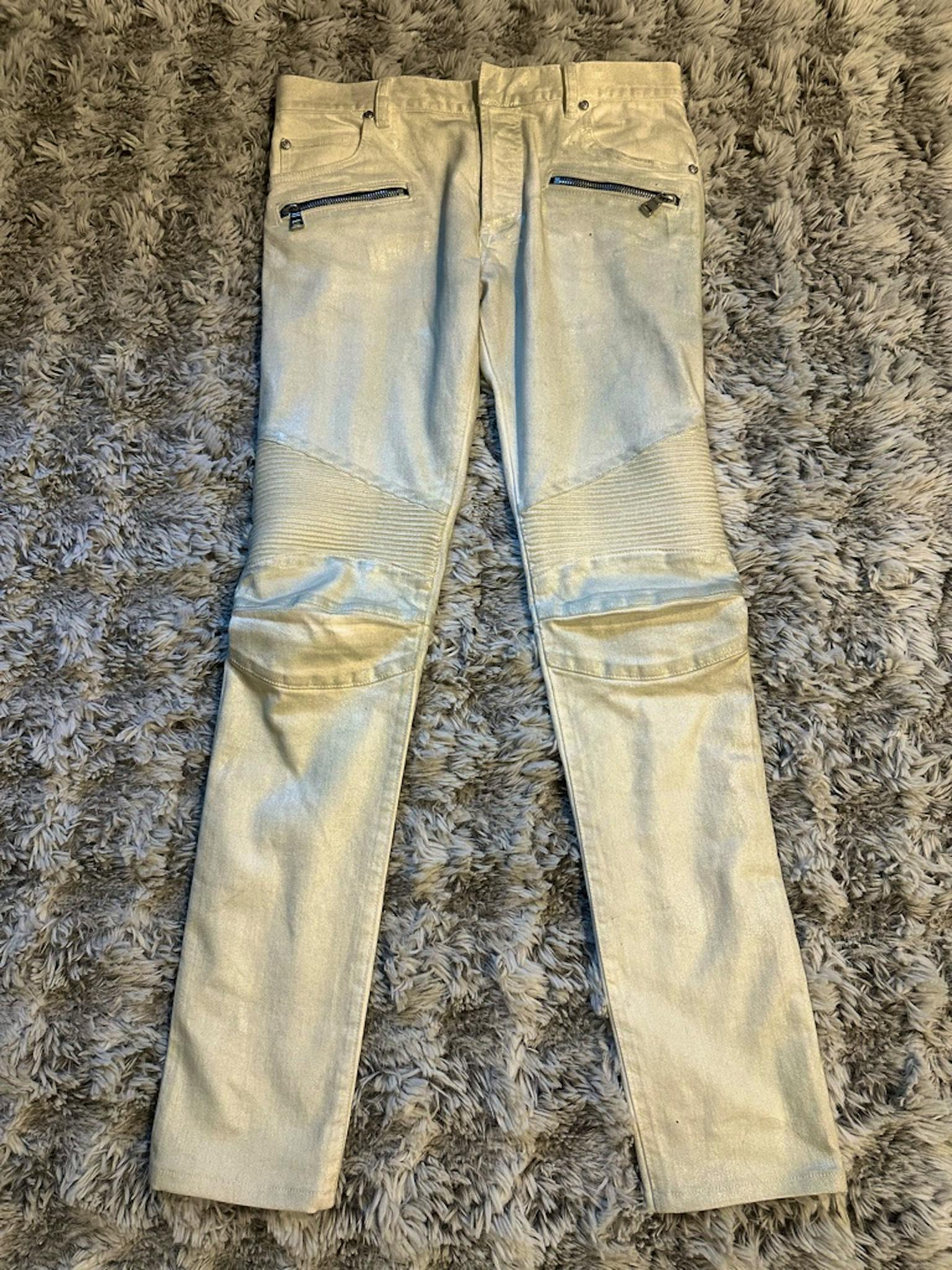 Balmain コーティング バイカーデニム ホワイト 30 - ARCHIVESTOCK