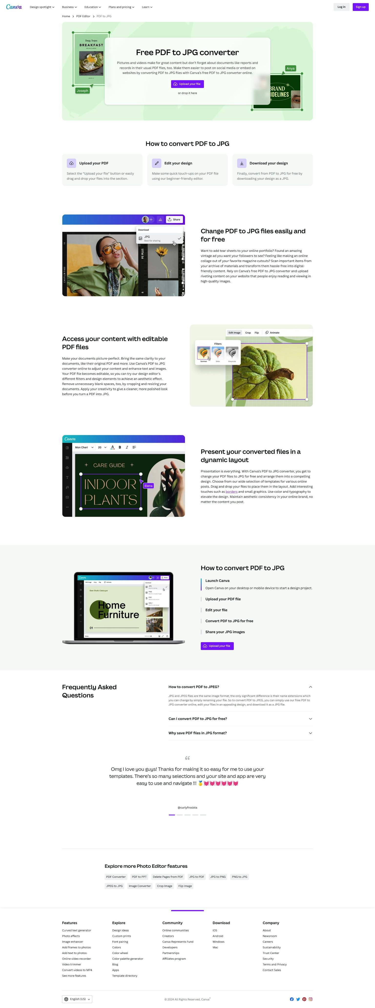 Screenshot of PDF to JPG Converter by Canva