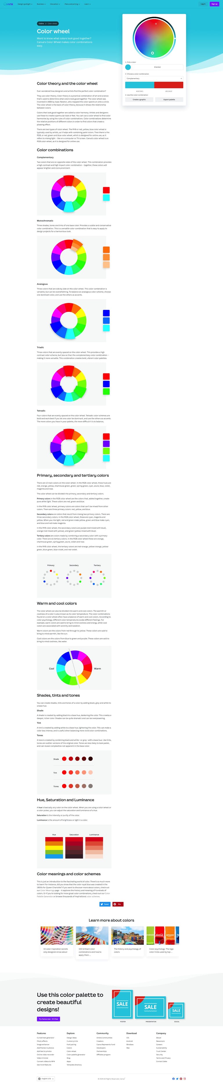 Screenshot of Color Wheel by Canva