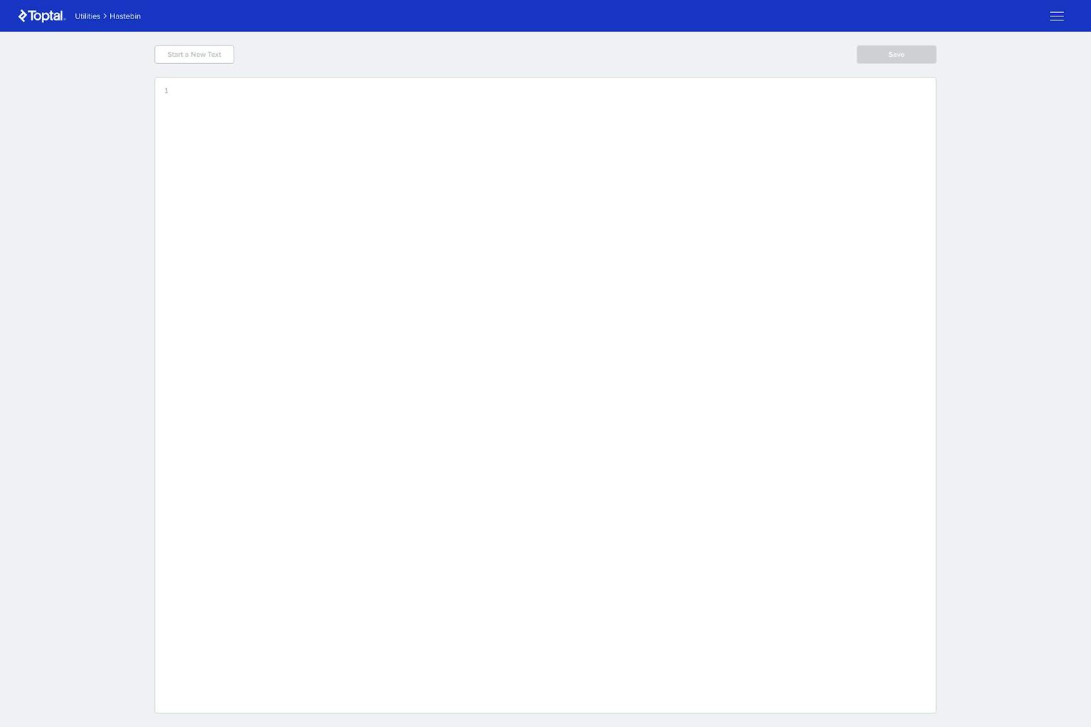 Screenshot of Hastebin by Toptal