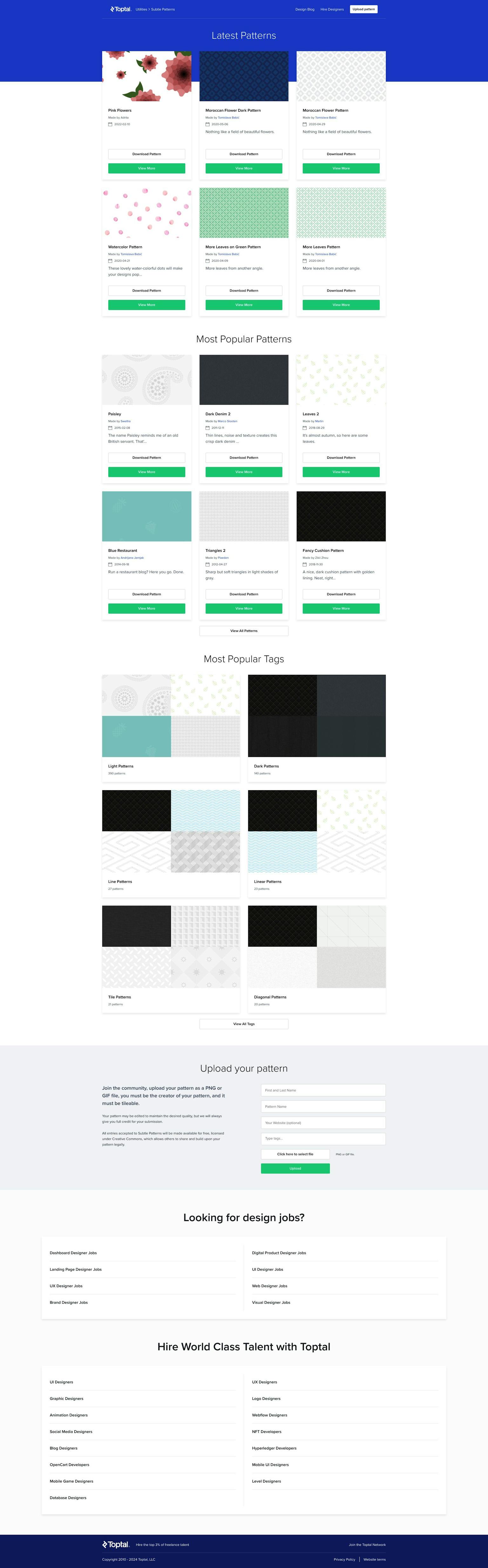 Screenshot of Subtle Patterns by Toptal