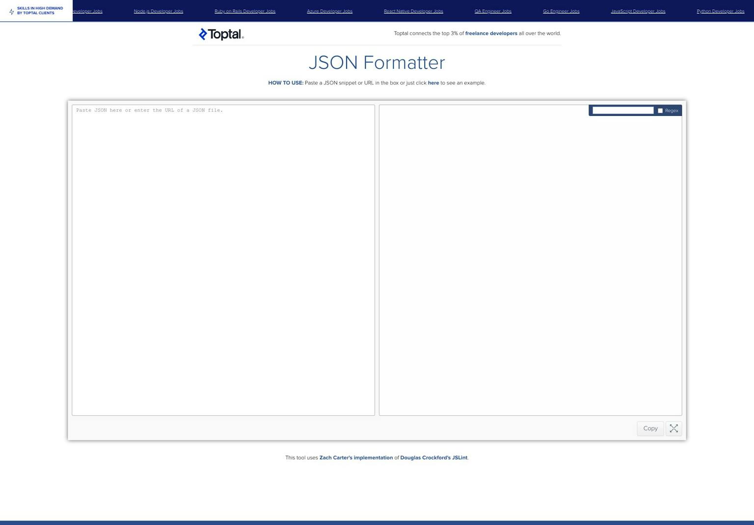 Screenshot of JSON Formatter by Toptal