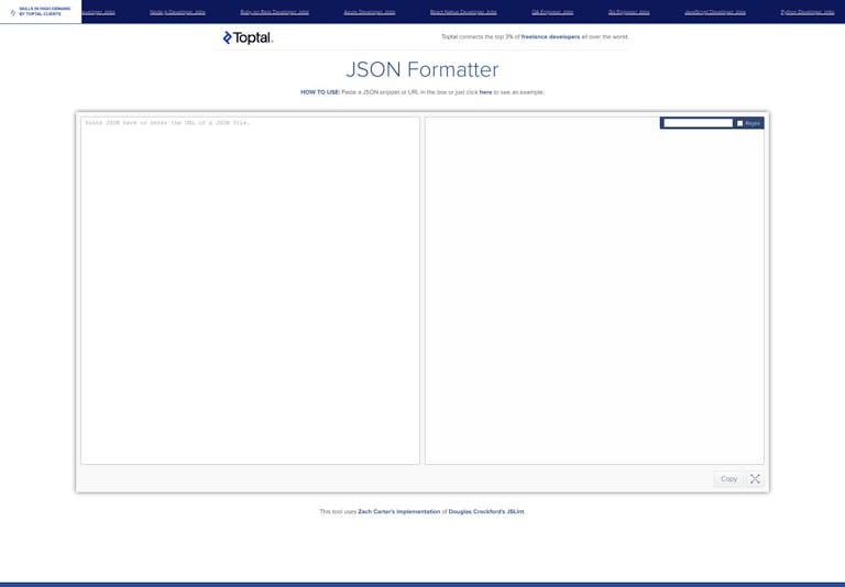 Screenshot of JSON Formatter by Toptal