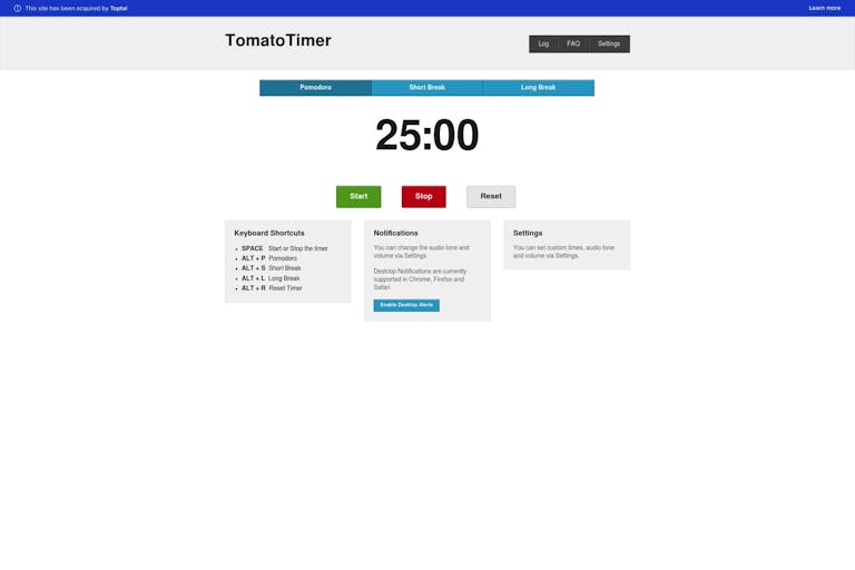 Screenshot of Tomato Timer by Toptal