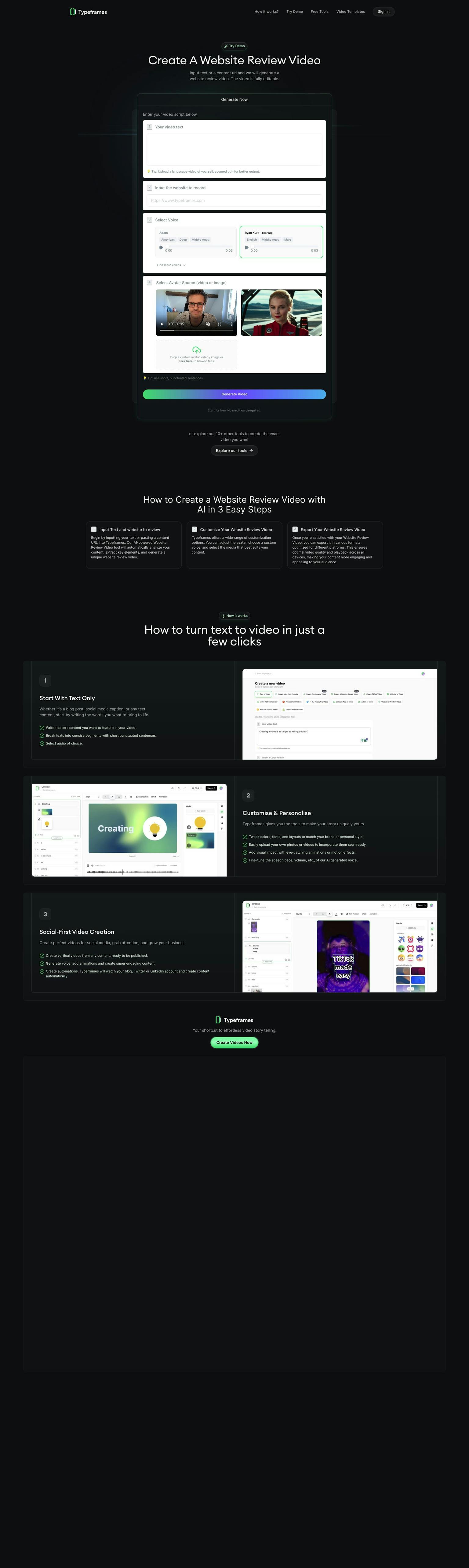 Screenshot of Create A Website Review Video by Typeframes