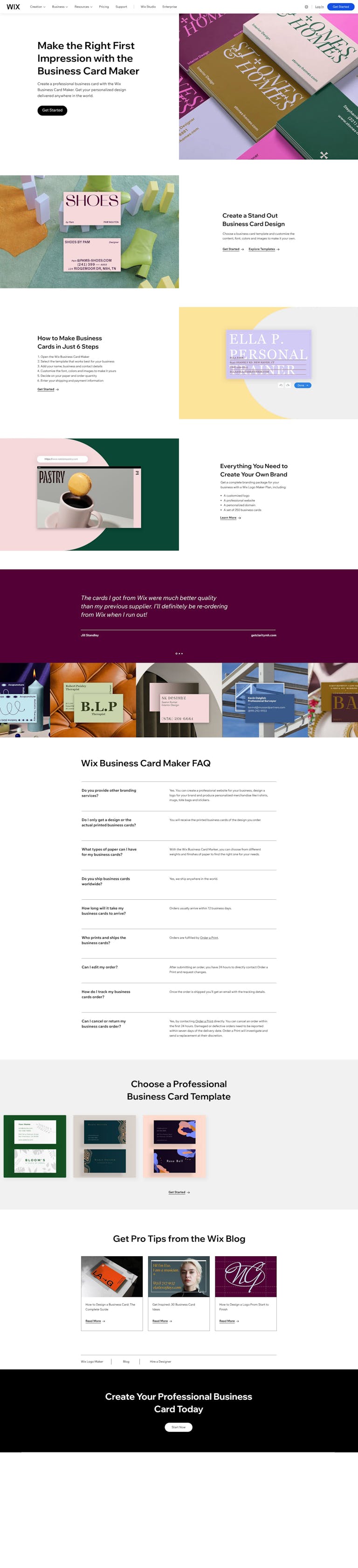 Screenshot of Business Card Maker by WIX
