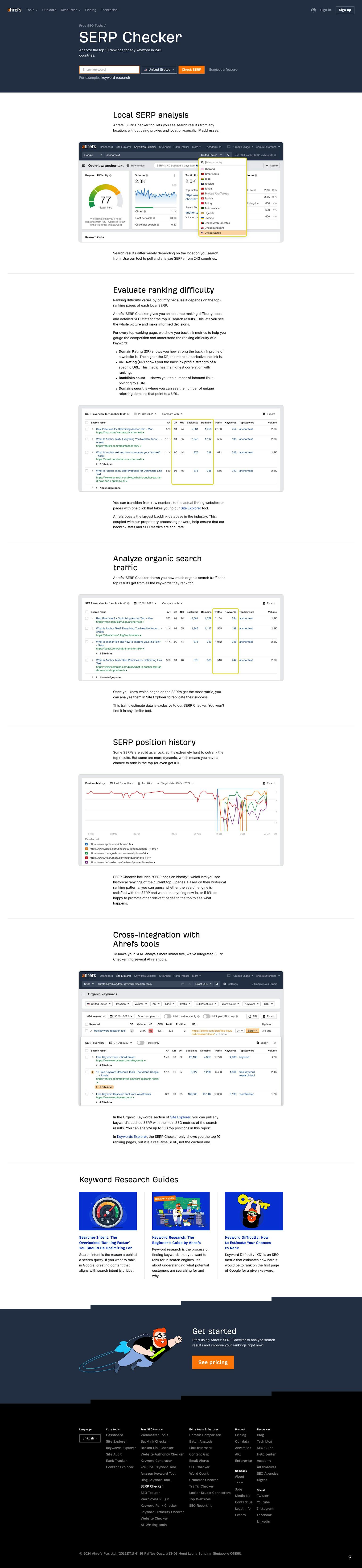 Screenshot of SERP Checker by ahrefs