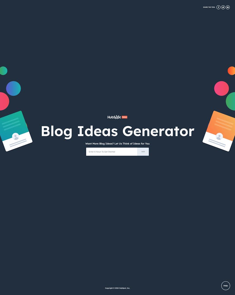 Screenshot of Blog Ideas Generator by HubSpot