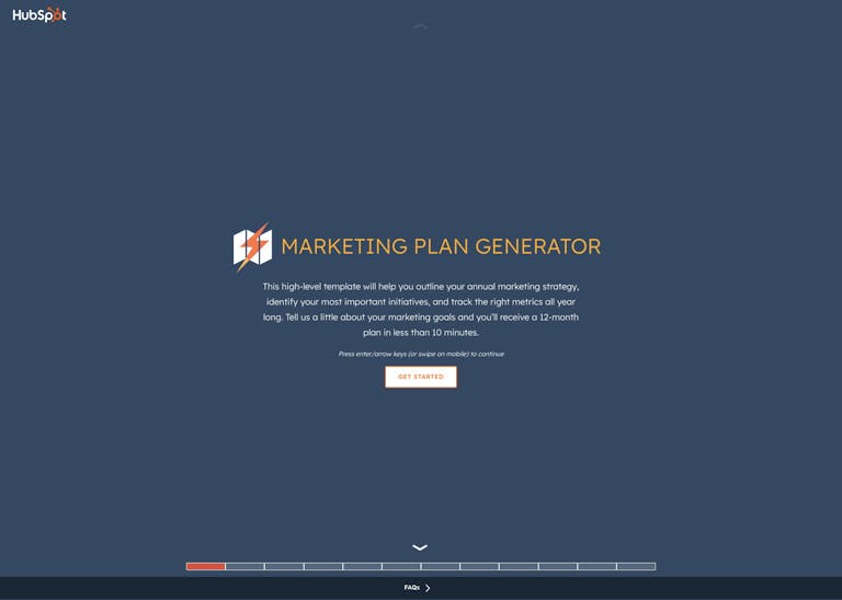 Screenshot of Marketing Plan Generator by HubSpot