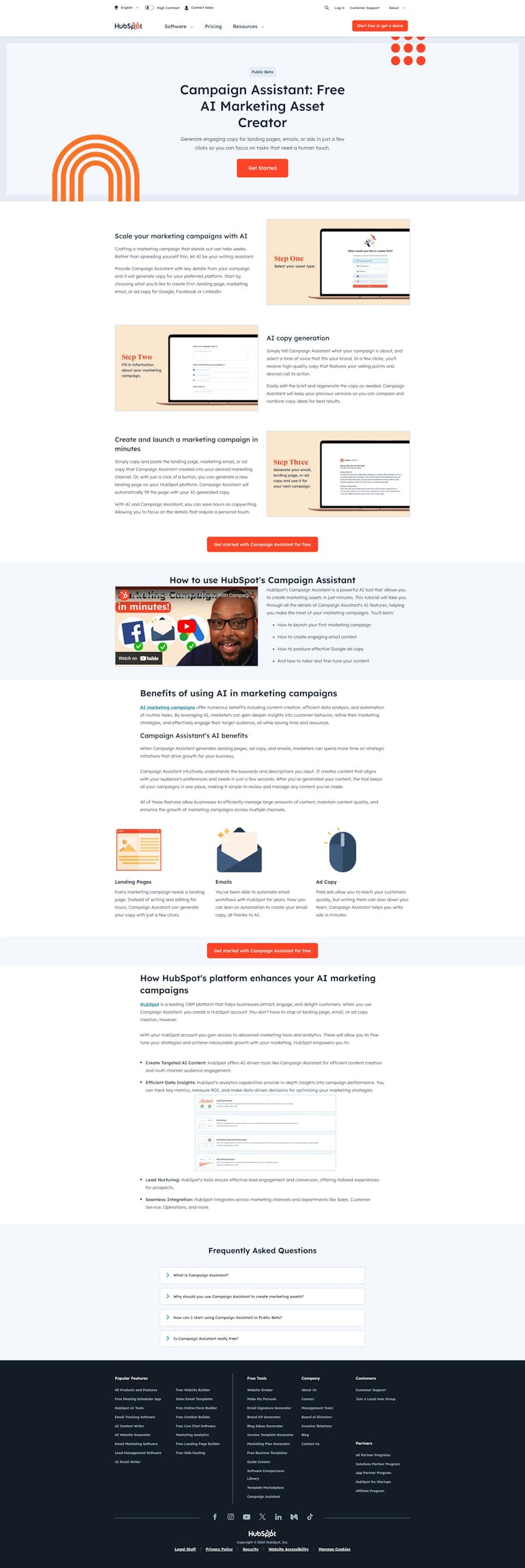 Screenshot of Campaign Assistant by HubSpot