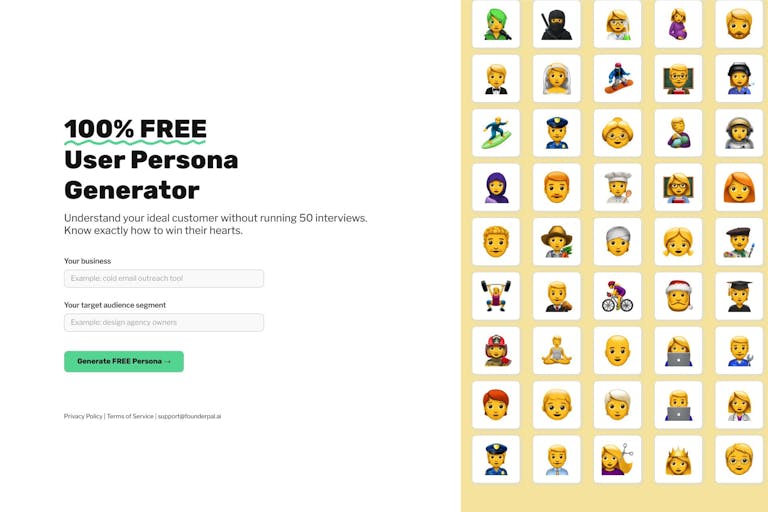 Screenshot of User Persona Generator by FounderPal