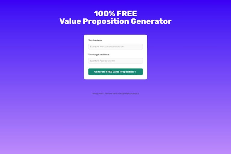 Screenshot of Value Proposition Generator by FounderPal