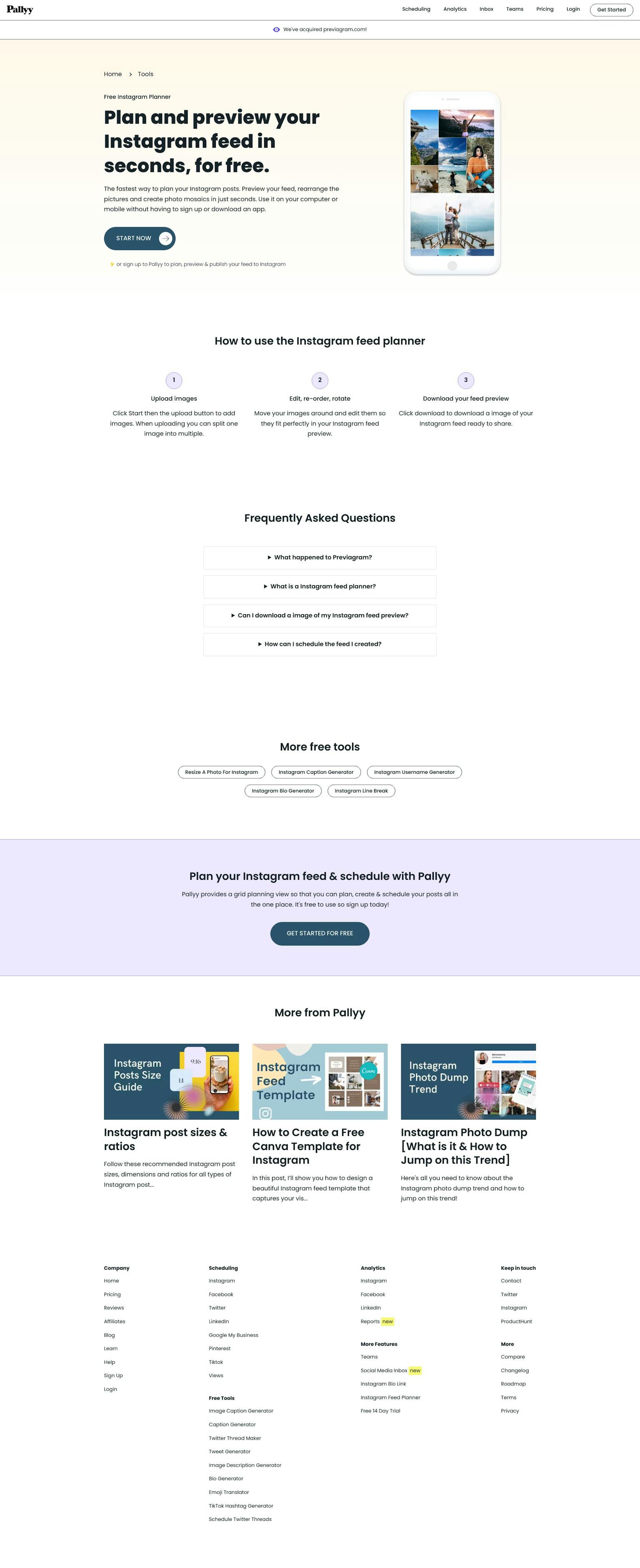 Screenshot of Instagram Feed Planner by Pallyy